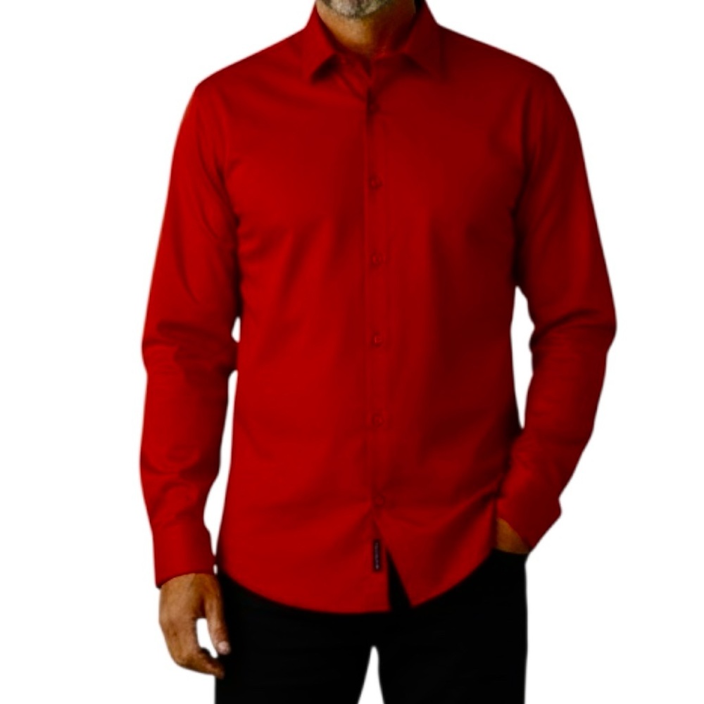 Berlioni Italy Men’s Dress Shirt Red Button Up Long Sleeve Sz XL NEW